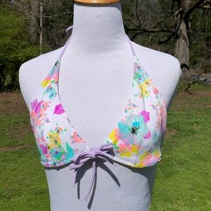 Victoria’s Secret Neon & Pastel Floral Triangle Bikini Top XS VS Swim